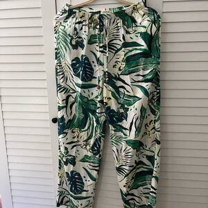 Tropical Green Wide Leg Pants